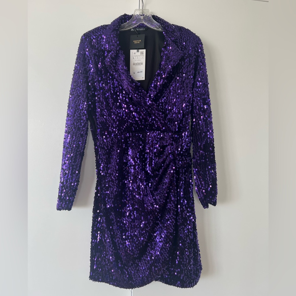 Zara Purple Sequin Dress - BNWT